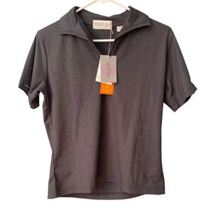 Tehama Gray Short Sleeve Polo Shirt with One Button. NWT. Small